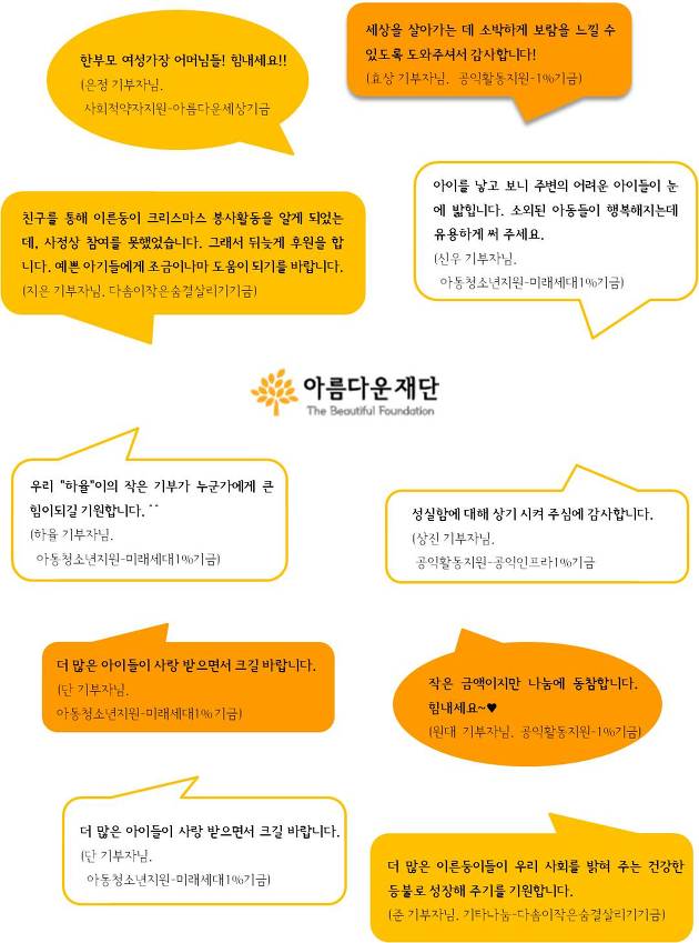 따뜻한 나눔 한마디-10월의 기부댓글 썸네일 이미지