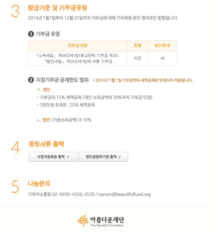 2014 기부금영수증 안내