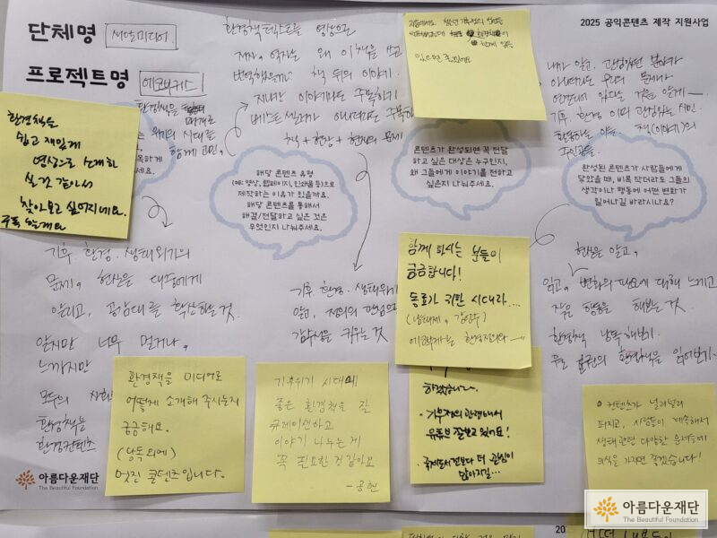 새알미디어 - 에코부커스 유튜브 콘텐츠 제작 프로젝트 소개 활동지이다