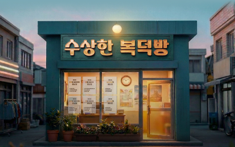 수상한 복덕방 메인 이미지. 숫자가 없는 복덕방.