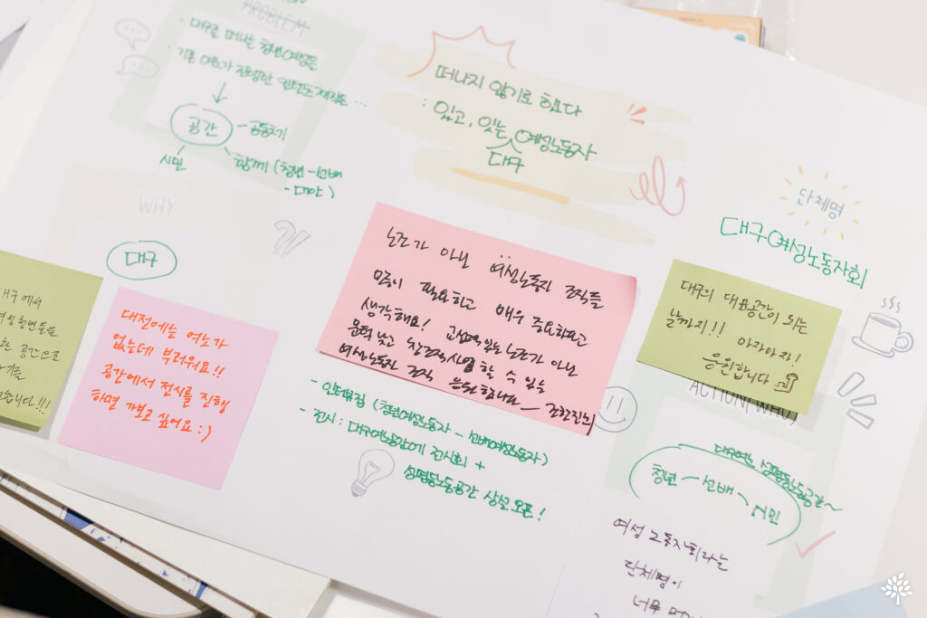대구여성노동자회 프로젝트를 소개하고 있다