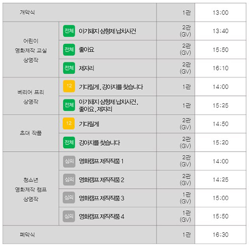 re영화제 프로그램